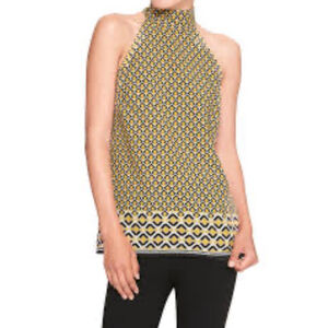 Women's Banana Republic Factory Blouse M Yellow Black Halter Top